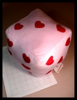 Dice : Dice - 6D Pipped - Pink Heart Die with Red Heart Pips - Gift MR Dec 2023 